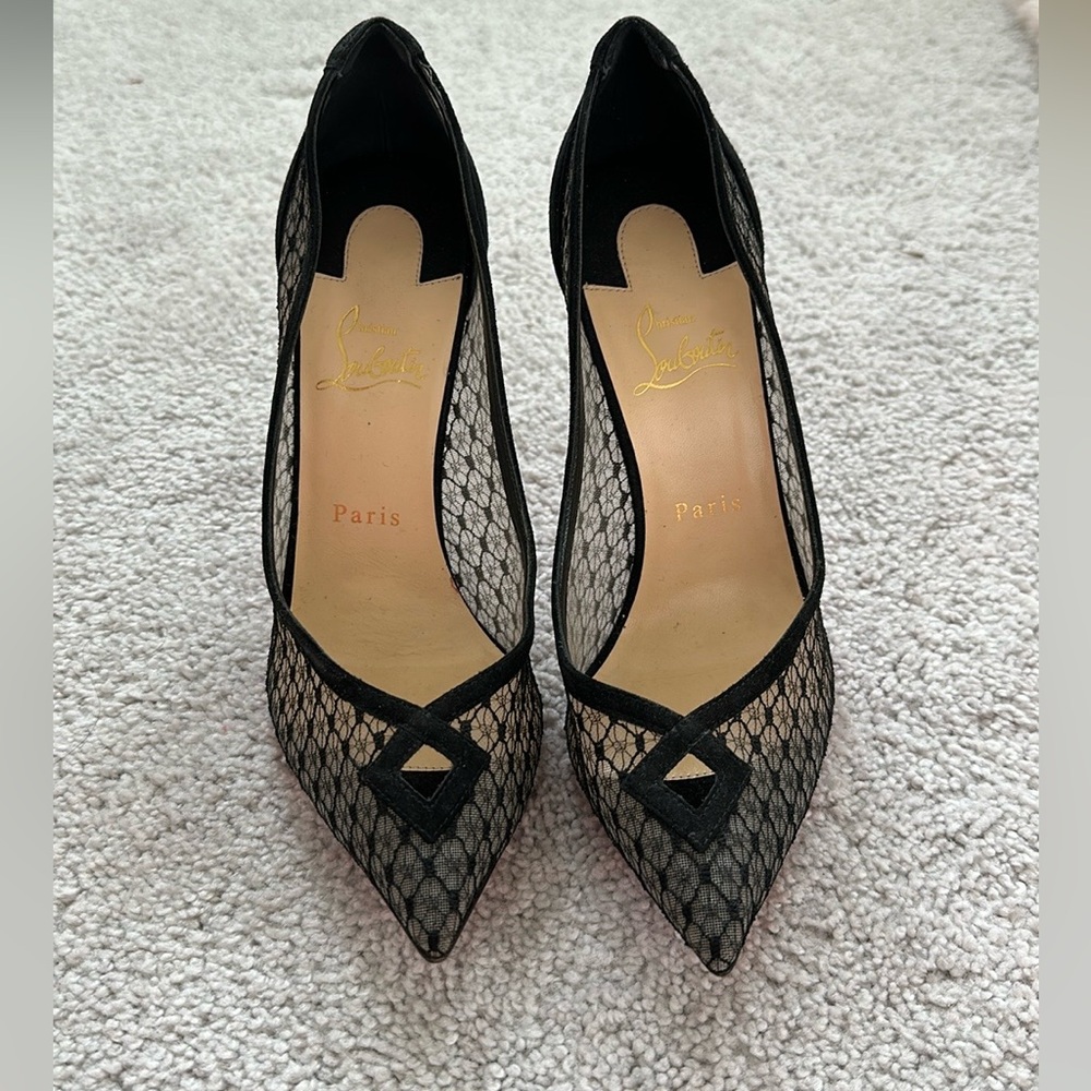 Christian Louboutin Black Mesh Heels